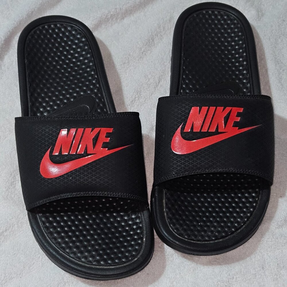 Nike Slides (Black/Red Text)
